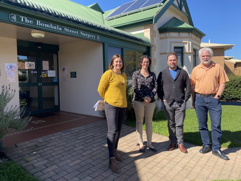Kristy McBain, Dr Joanne Copland, Dr Domonic Manassa and Dr Hamish Steiner standing outside The Bombala Street Surgery
