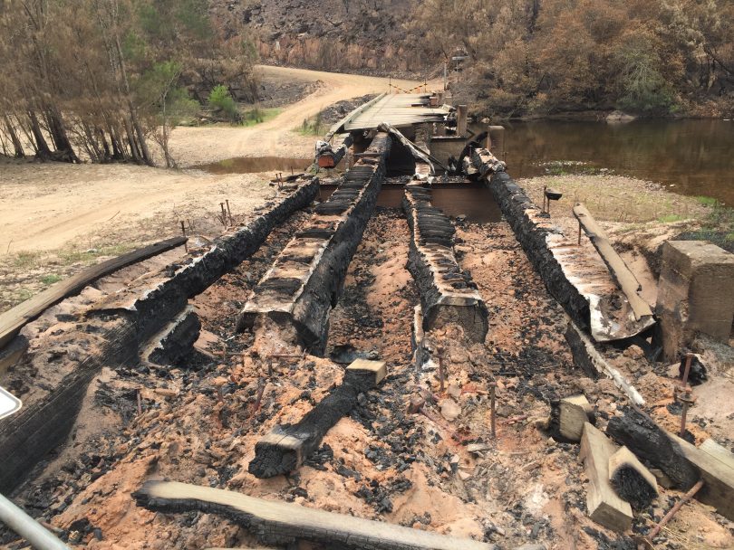 bushfire damaged bridge