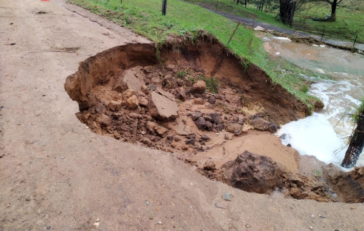 Flood-damaged section of Coopers Gully Road in Bega