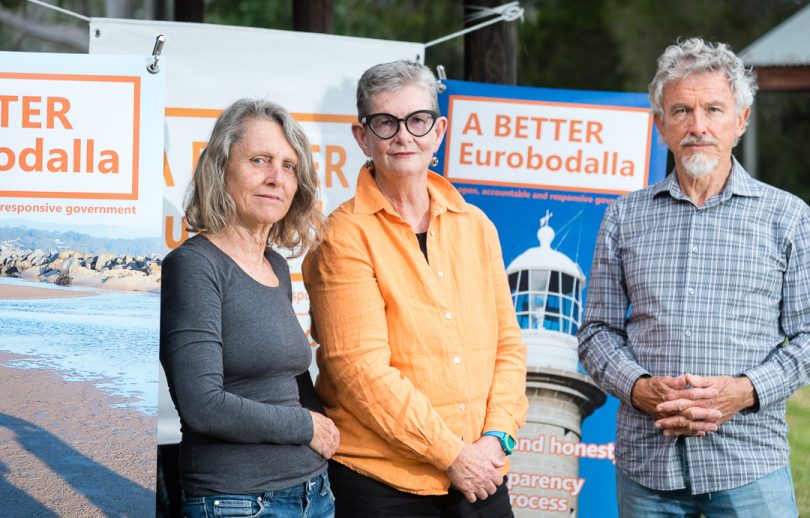 Deb Stevenson, Bernie O'Neil and Brett Stevenson from A Better Eurobodalla group