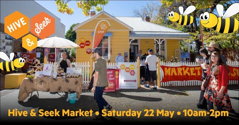 Promotion for The Queanbeyan Hive & Seek Market