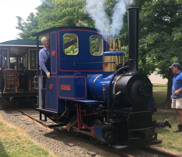 Dick Smith on his steam train