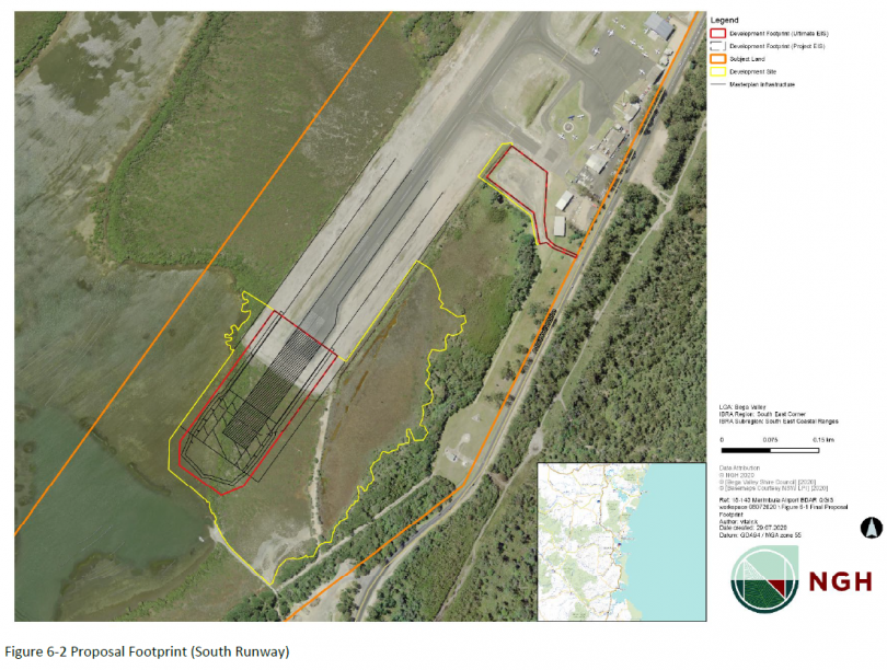 Overlay image of plan for Merimbula airport extension