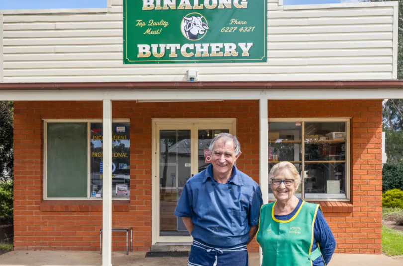 Mick Dal Santo and his wife, Lillian, outside Binalong Butchery