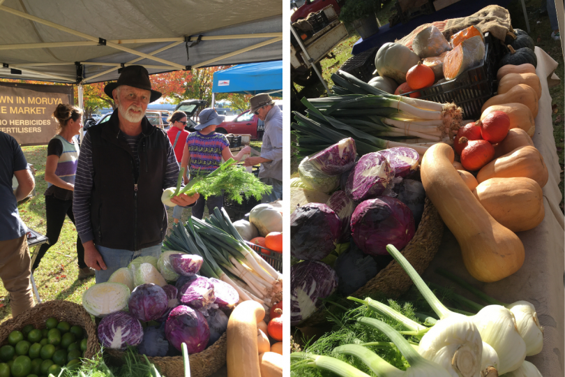 Stuart Whitelaw with fresh produce at SAGE Farmers Market in Moruya