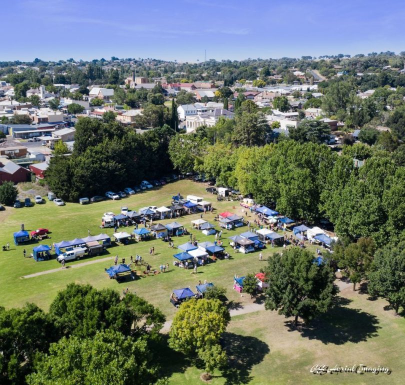 Aerial view of Riverbank Markets Yass
