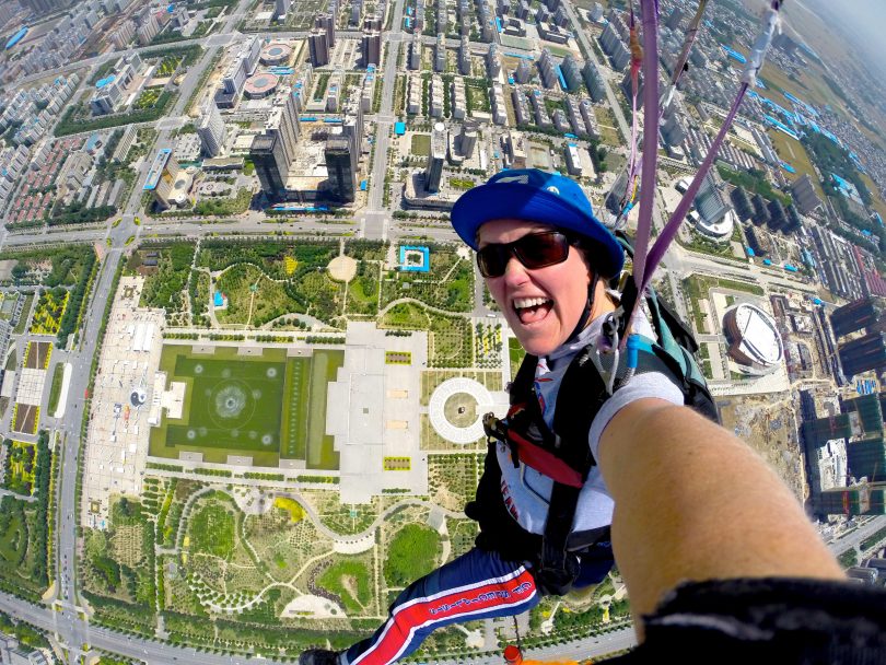 Jules McConnel skydiving in China