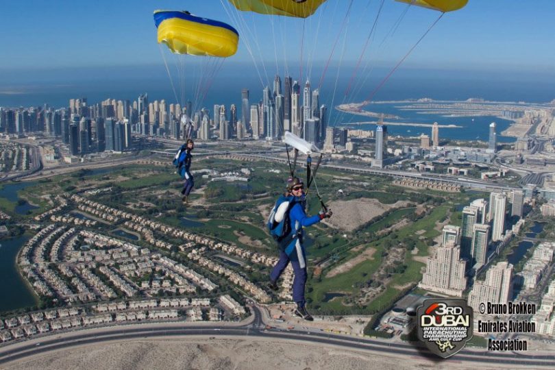 Jules McConnel skydiving in Dubai