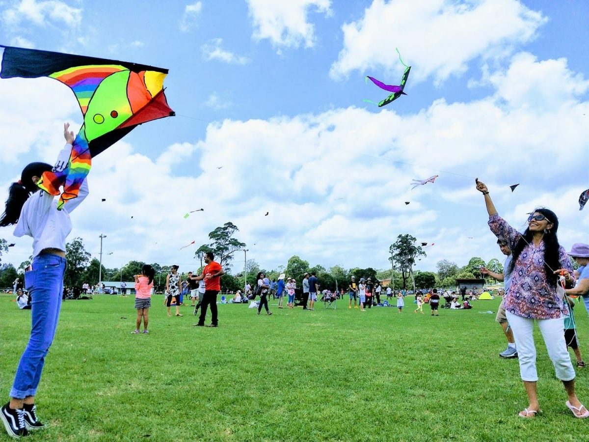 people flying kites