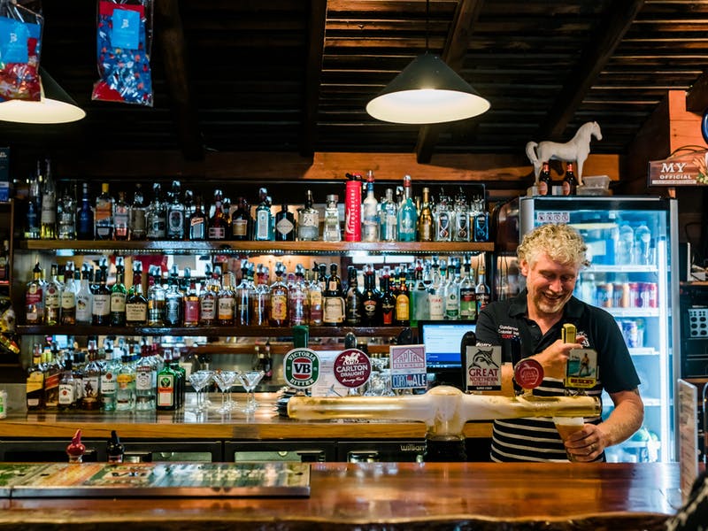 Chris behind the bar