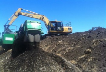 Soil being processed at Environmental Earth Sciences International facility at Cootamundra