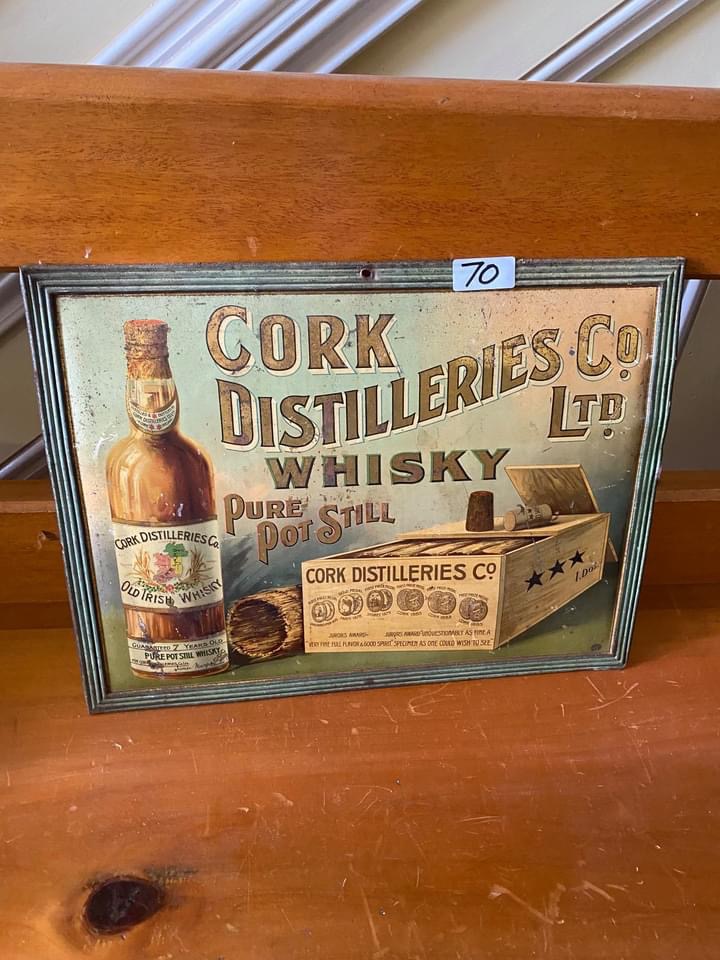 Antique Cork Distilleries Co whisky advertising sign