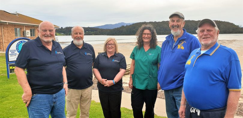 Narooma Prostate Cancer Support Group: Andrew Lawson, Mike Young, Julie Hartley, Dr Gundi Muller-Grotjan, Bernie Perrett and Geoff Broadfoot.