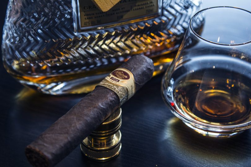 Cigar and glass of spirits