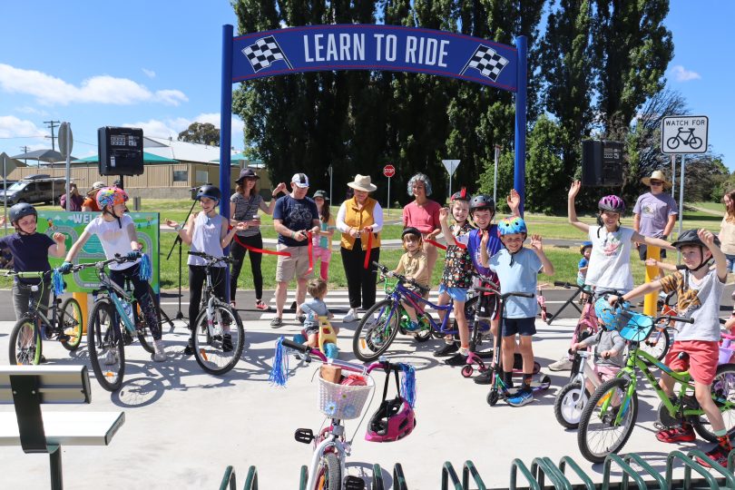 Ribbon cutting at opening of Learn to Ride cycleway in Yass