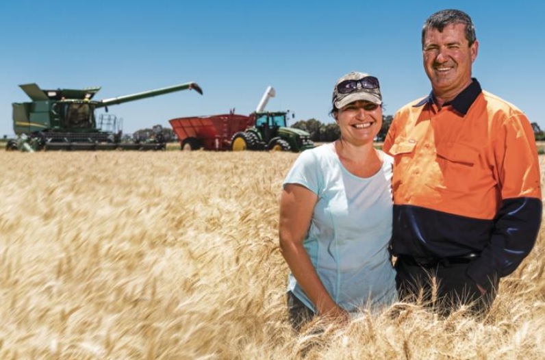 Julie Andreazza and her husband, Glen, on their Riverina farm