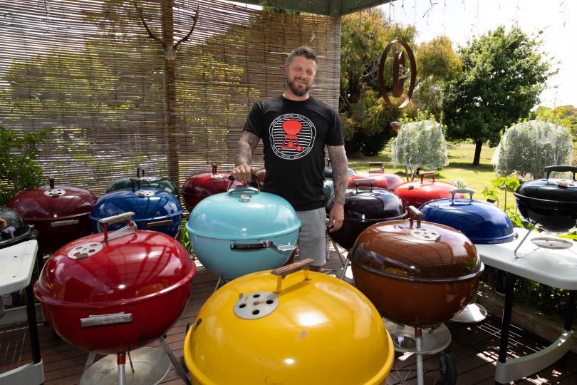 Man with lots of barbecues