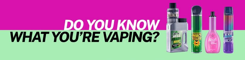 NSW Health ad campaign, popping up on TV screens, social media and buses, compares chemicals in vapes to those found in household items
