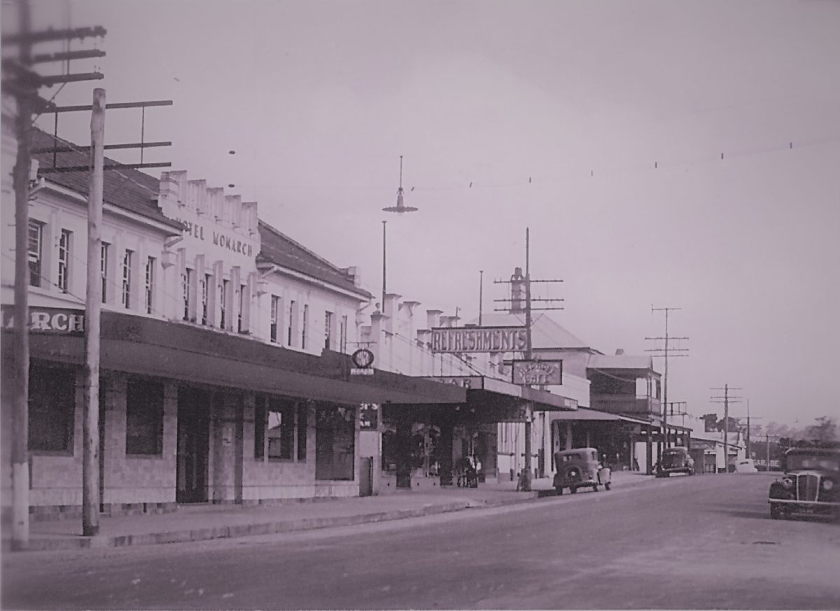 Black and white photo of Vulcan Street Moruya