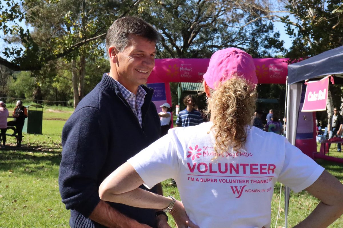 Liberal Hume MP Angus Taylor at the Camden Mother's Day Classic