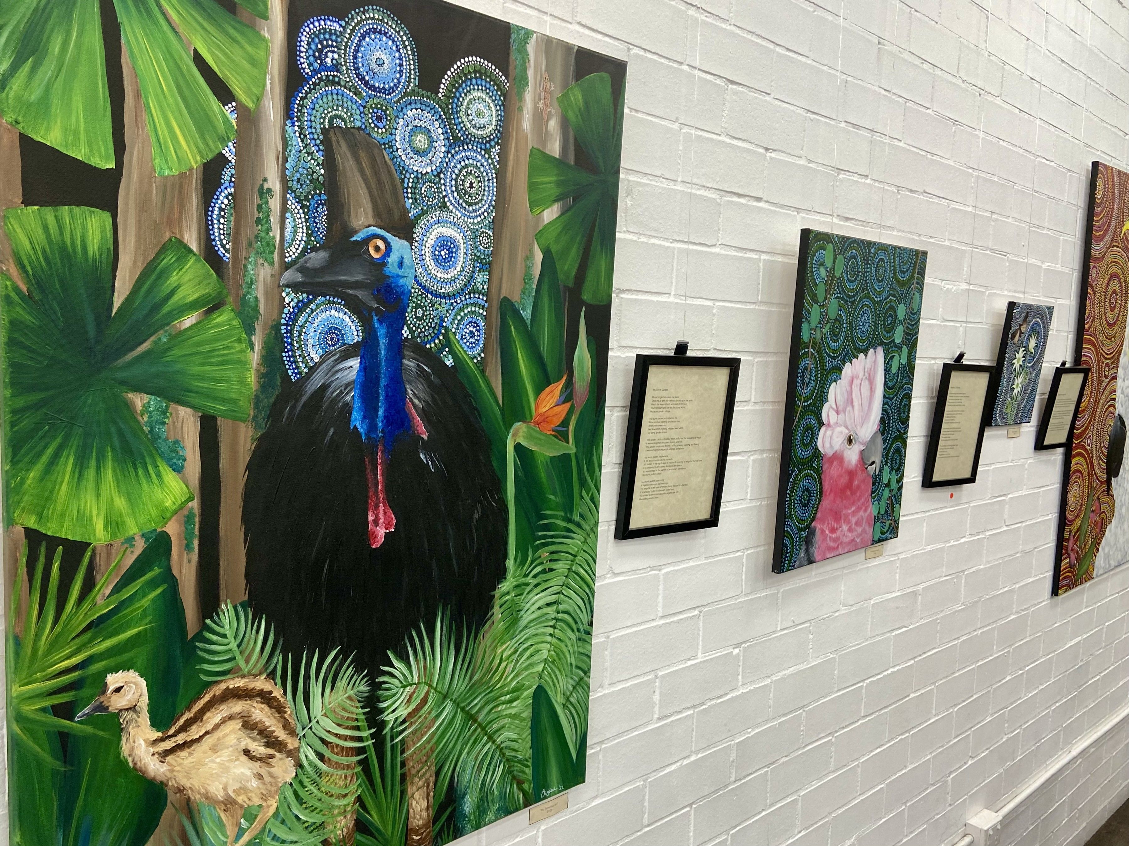 Wiradjuri artist Elizabeth Doherty's exhibition of painting My Secret Garden is on display at the Curious Rabbit in Wagga Wagga