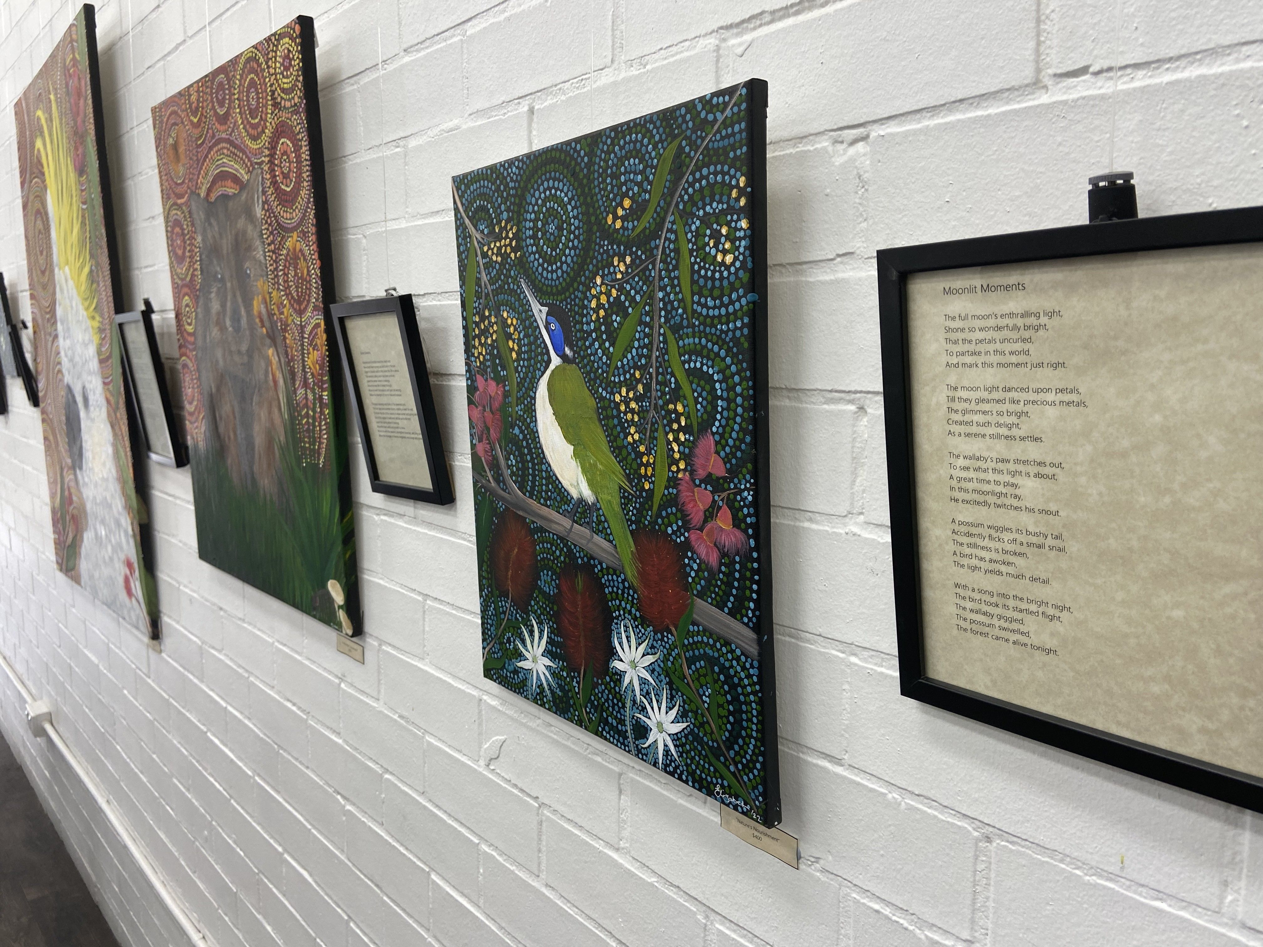 Wiradjuri artist Elizabeth Doherty's exhibition of painting My Secret Garden is on display at the Curious Rabbit in Wagga Wagga