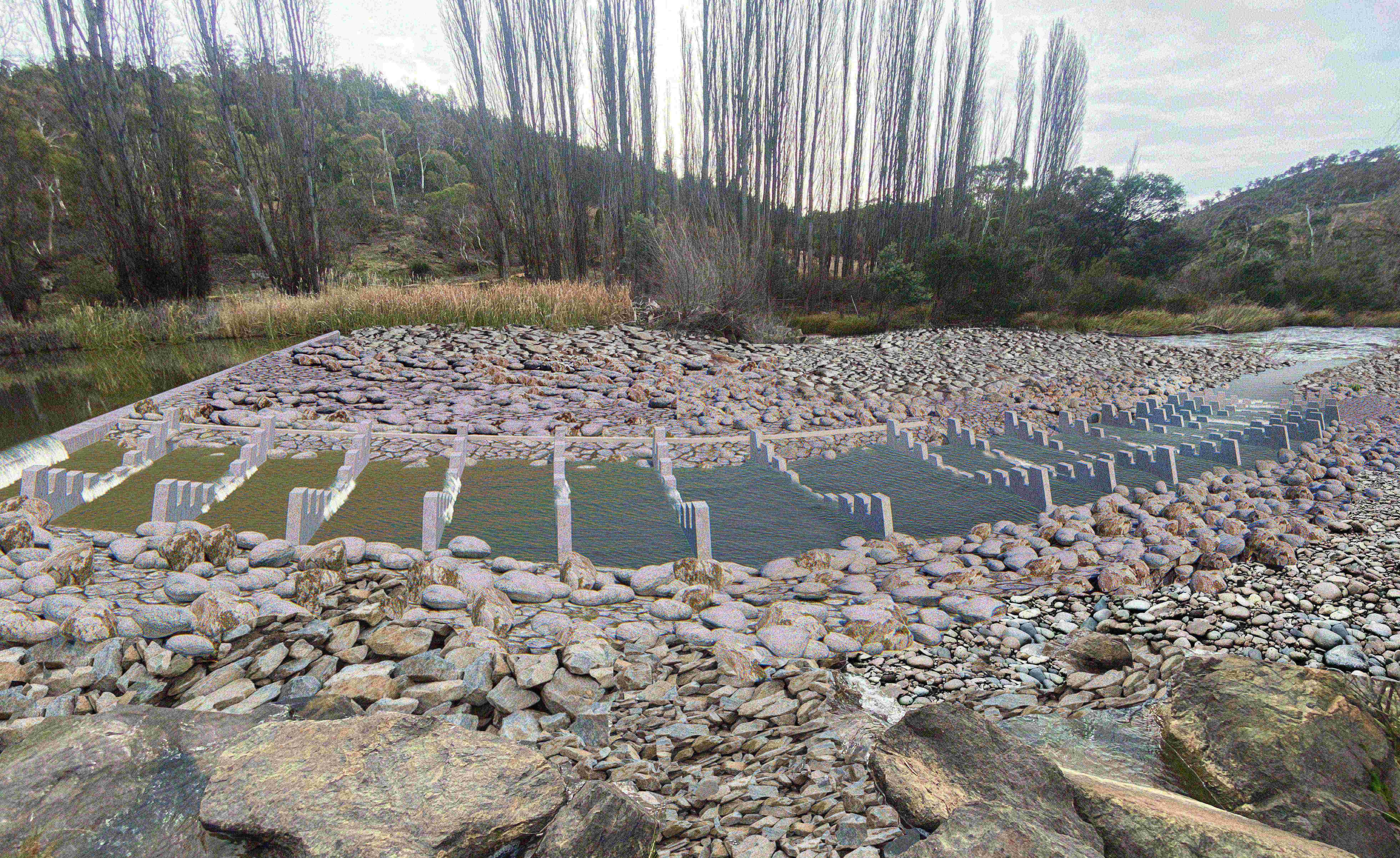 Rain delays replacement of Cooma's ageing weir and fishway