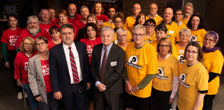NSW Teachers Federation president Angelo Gavrielatos and IEU NSW/ACT president Mark Northam (centre) announced the joint strike action will take place 30 June
