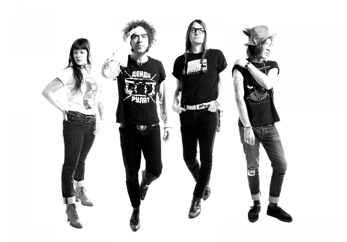 Black and white picture of the Dandy Warhols