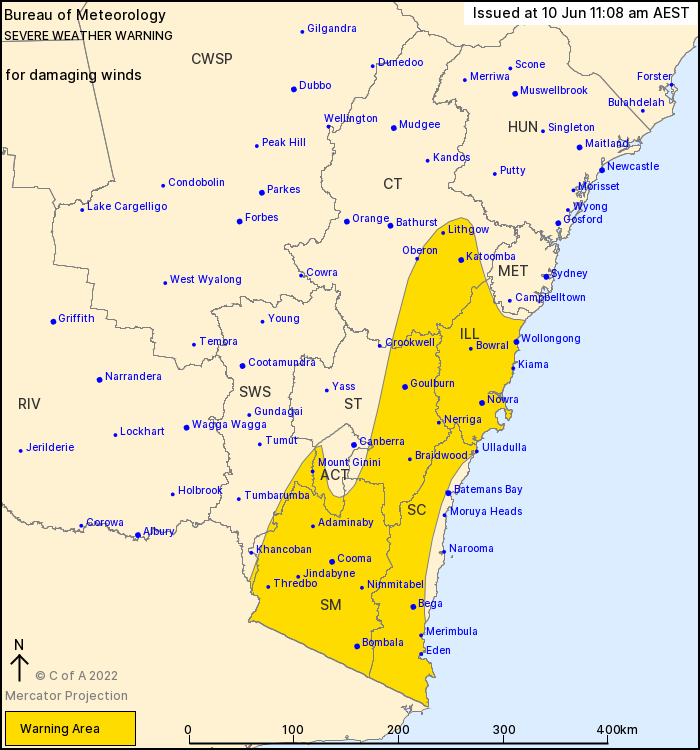 Severe winds to strengthen across southeast NSW and ACT over long weekend
