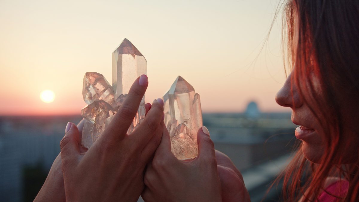 Woman holding crystals