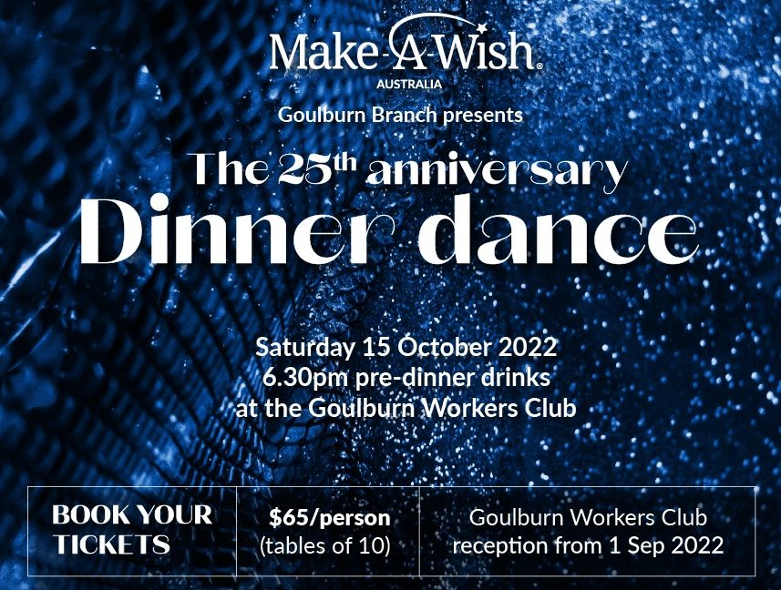 Flyer for Make a Wish Australia dinner dance