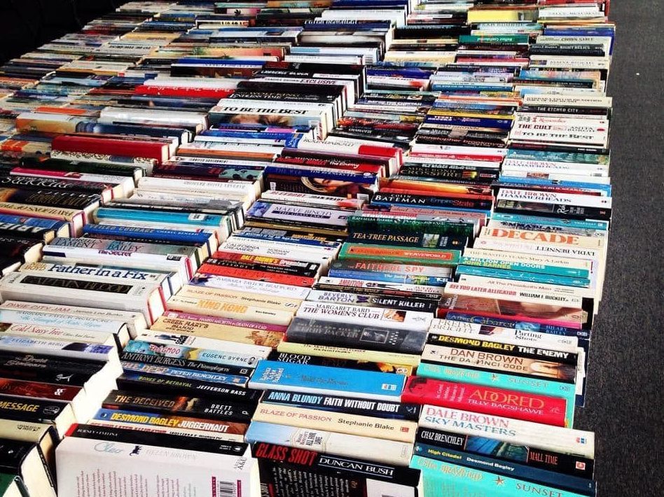 rows of used books