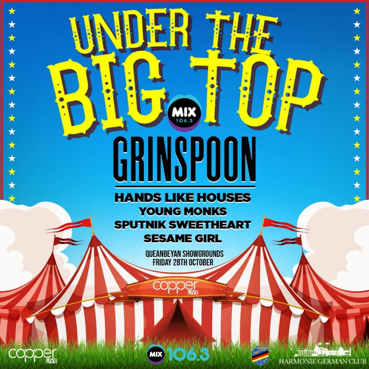 Flyer for Under the Big Top tour by Grinspoon