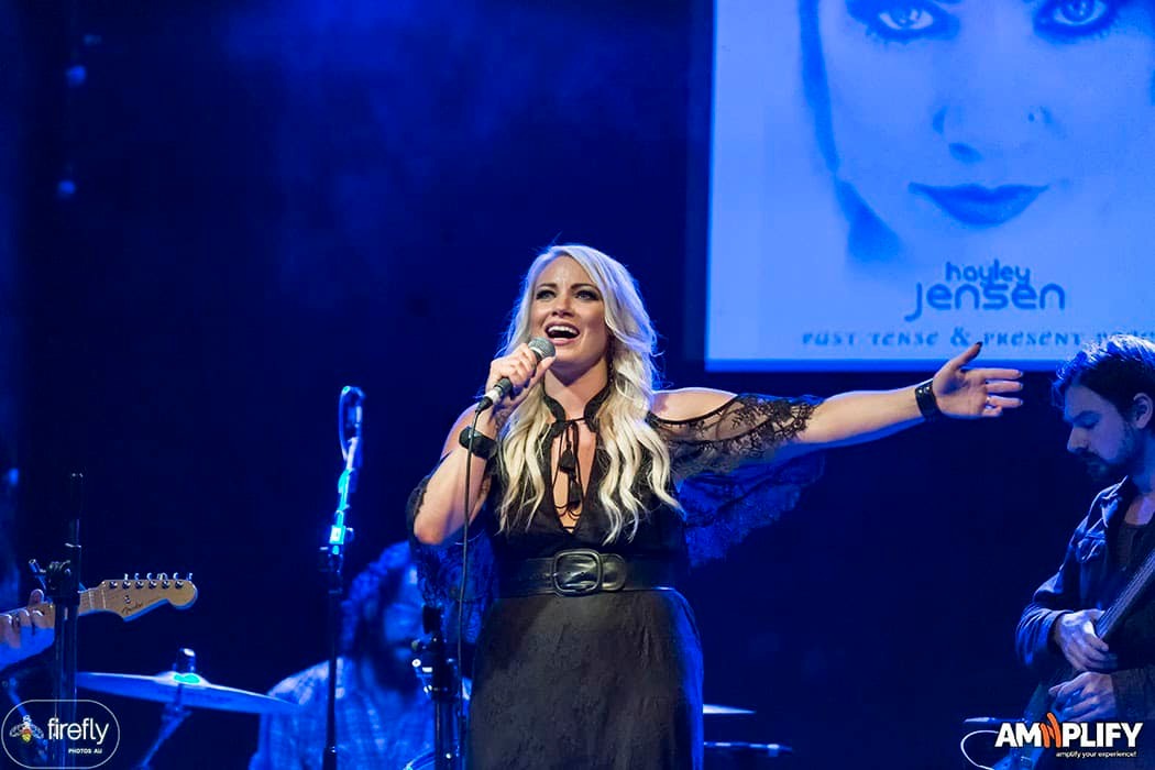 Country pop artist Hayley Jensen on stage
