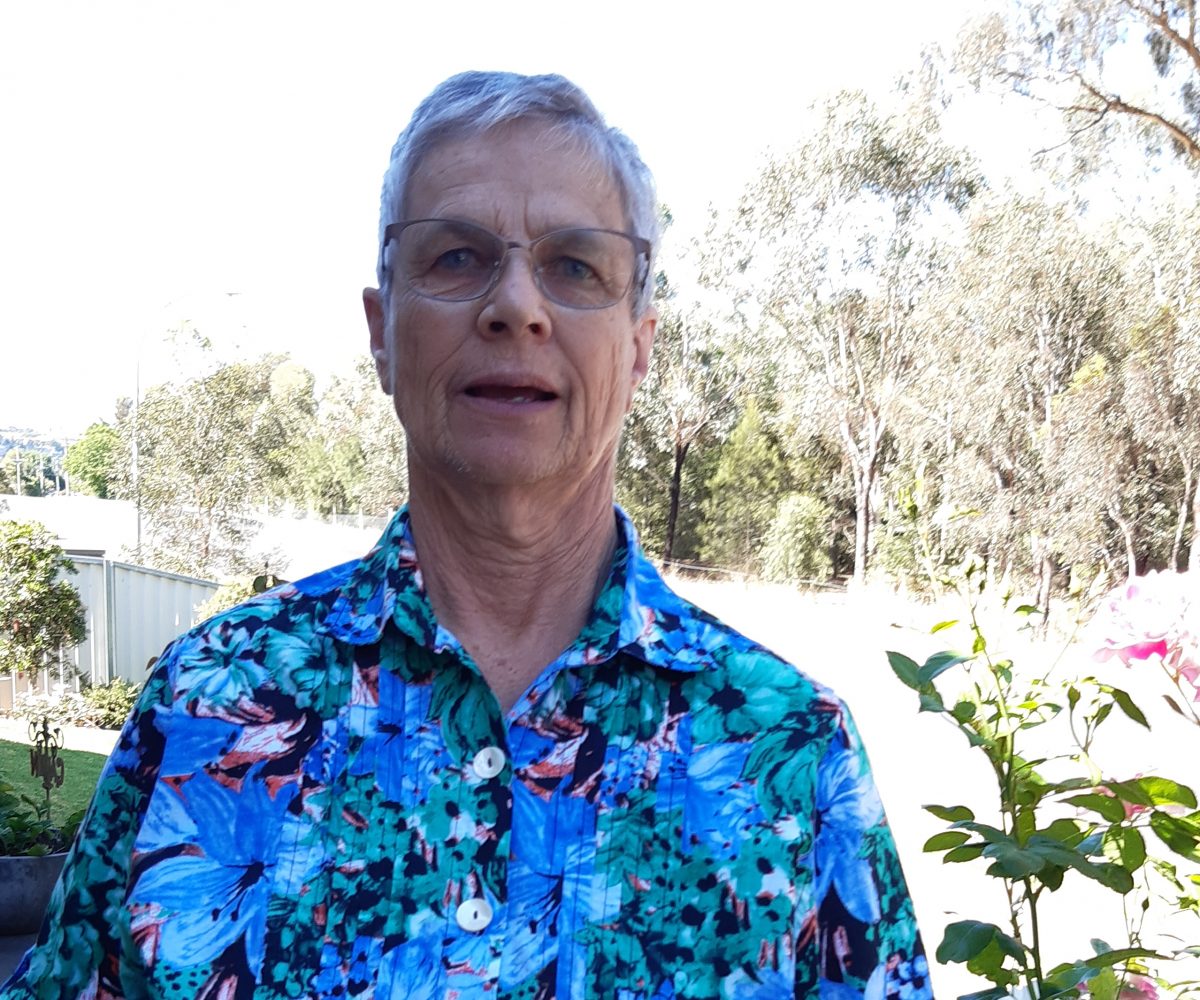 woman in blue shirt