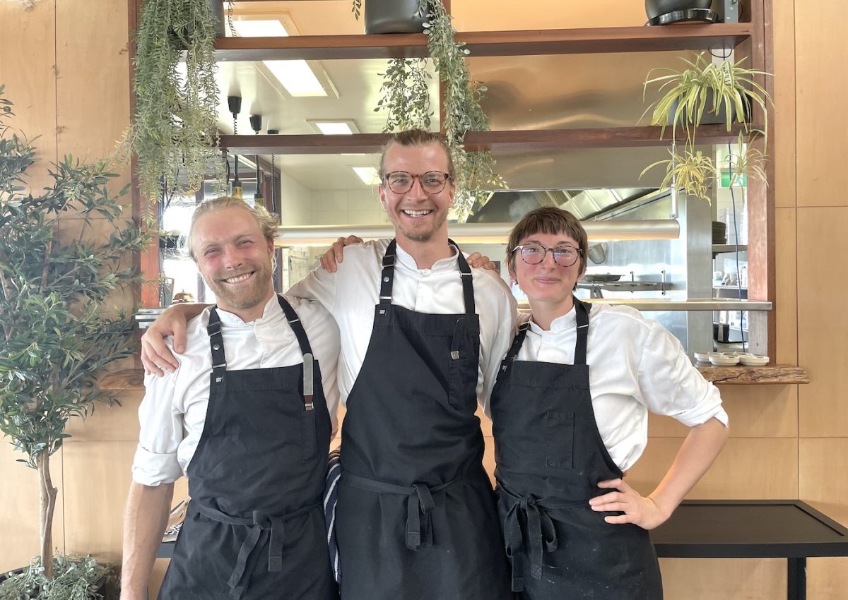L-R: Sous Chef Fred Jones, Jan Semmelhack & Apprentice Holly Corke enjoy their work together. Photo: Lisa Herbert
