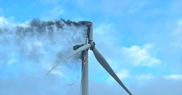 Fiery spectacle as wind turbine ignites near Goulburn