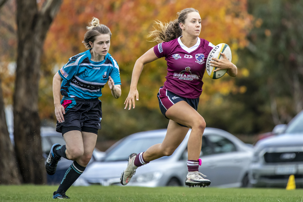 women's rugby action