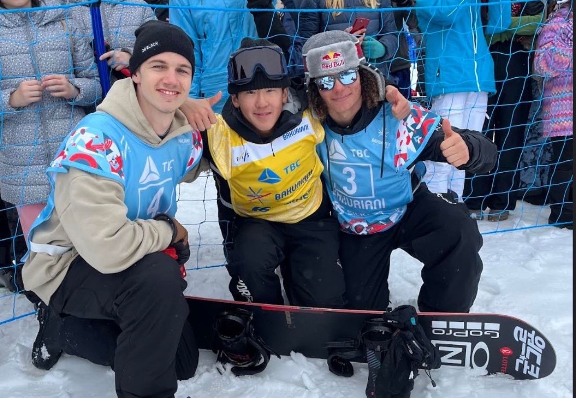 The podium athletes for the halfpipe event in Georgia