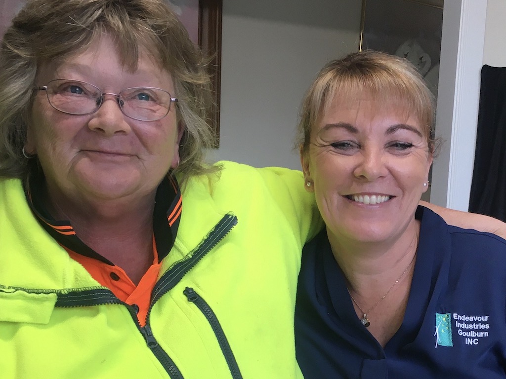 Site manager at Goulburn Resource Recovery Centre Annette Dunn and Endeavour Industries general manager Sonya White