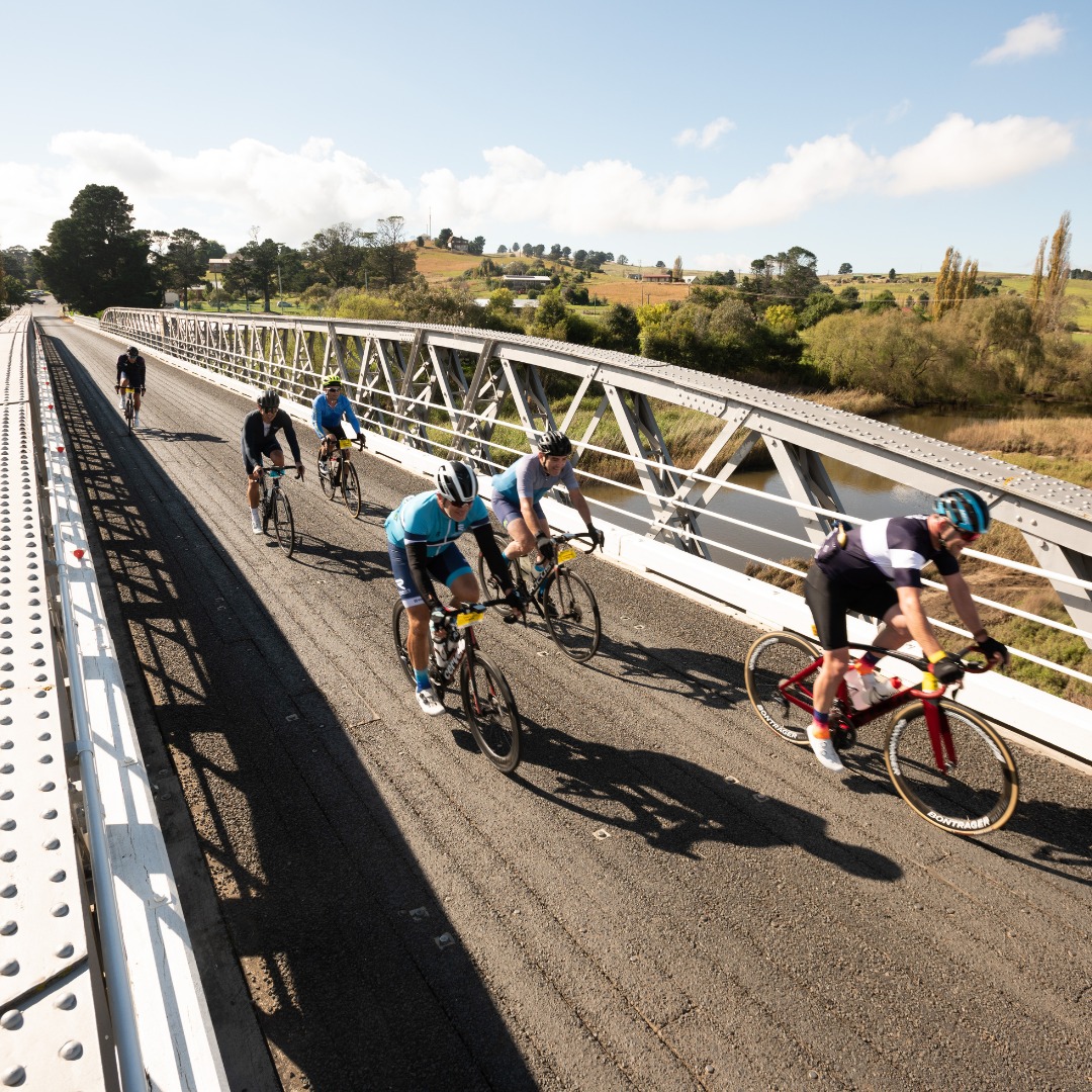 cyclists riding in the Snowy Classic