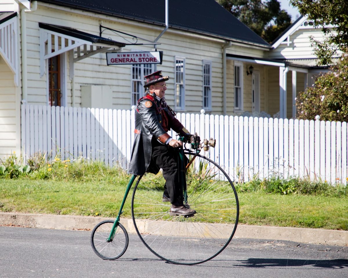 Penny-farthing riding at the 2022 Steam Punk Festival