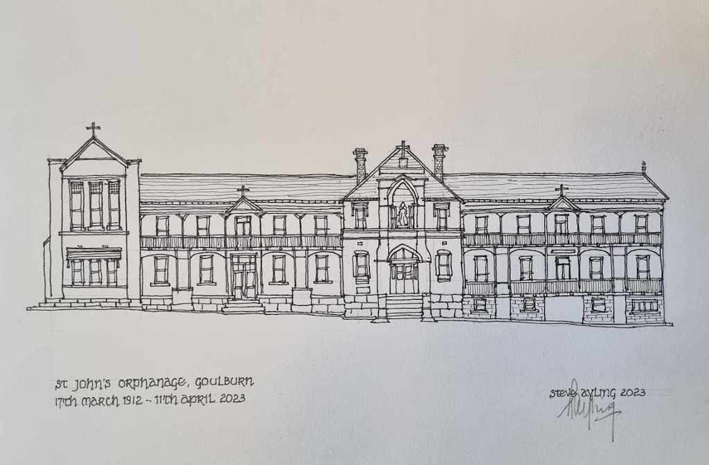 Steve Ayling’s sketch of an intact St John’s Orphanage
