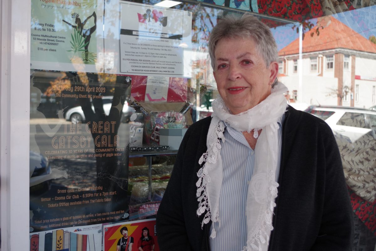 woman in front of business