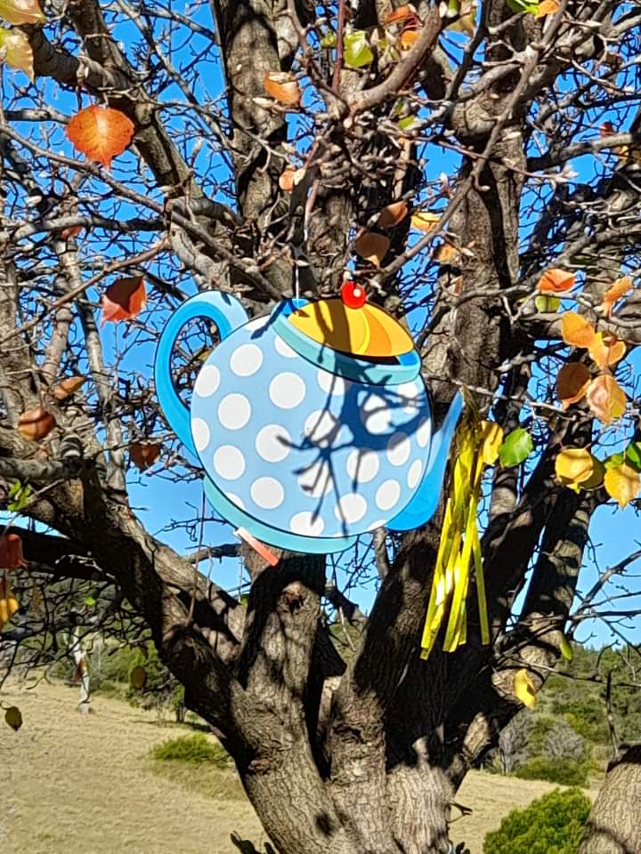 teapot decoration in tree