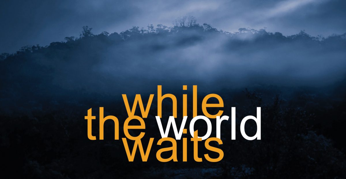 Graphic for 'while the world waits'