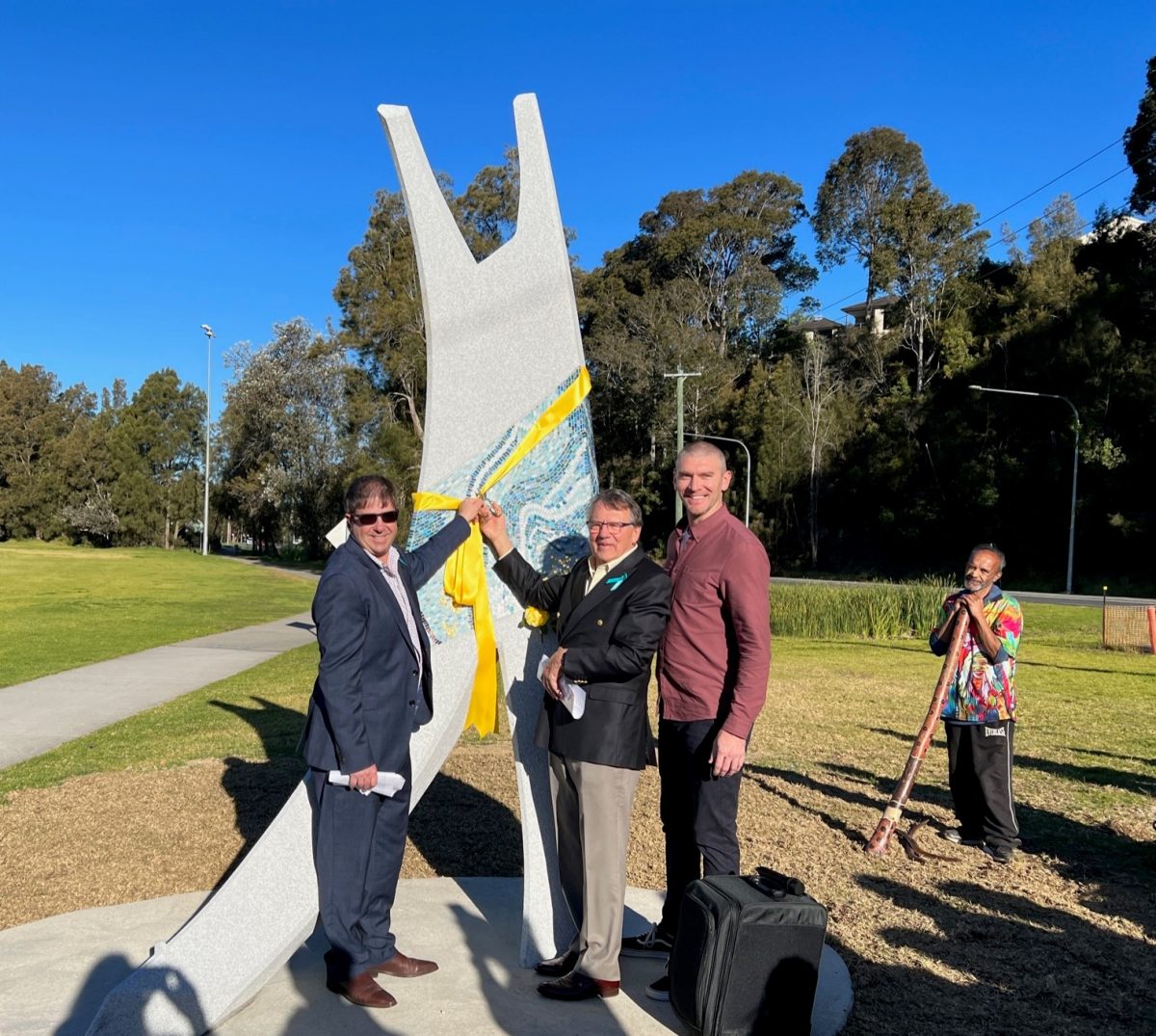 Adam Nathan, Robert Legeay, Mayor Mathew Hatcher and Rod Slokee at the unveiling