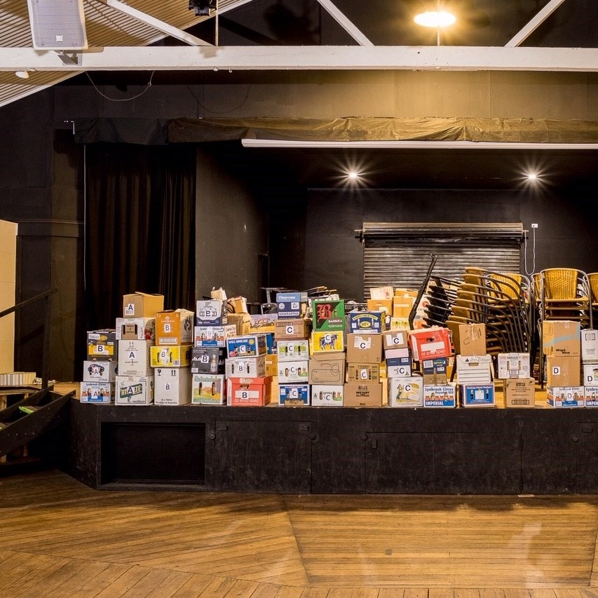 Boxes of books, DVDs, CDs and records