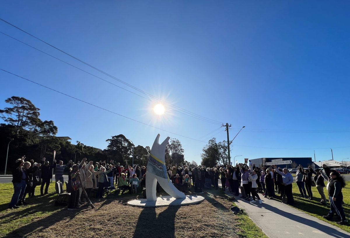 Crowds gathered to see the new sculpture in memory of Ms Nathan unveiled. Photo: Eurobodalla Shire Council. Photo: Eurobodalla Shire Council